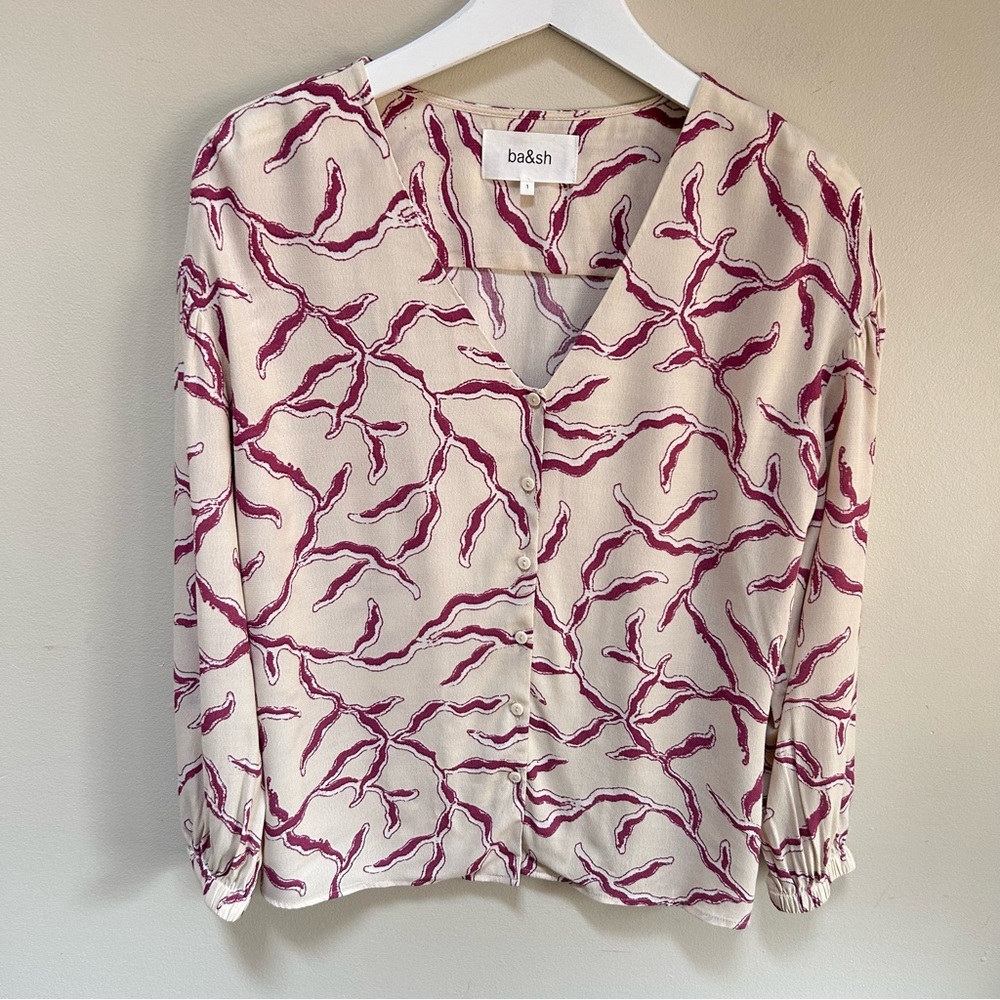 Ba&Sh ~ Ecru Clea Print V-Neck Button Front Blous… - image 2
